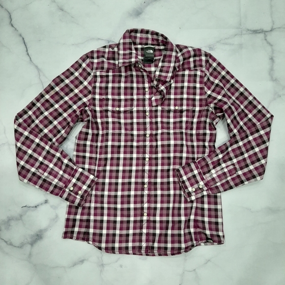 The North Face Tops - The North Face Purple Plaid Button Up Shirt